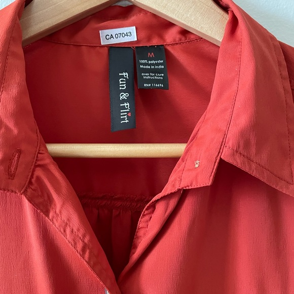 4/$15 Fun & Flair Knotted Self-Tie Blouse Long Sleeve Shirt,  Size M - Picture 2 of 4